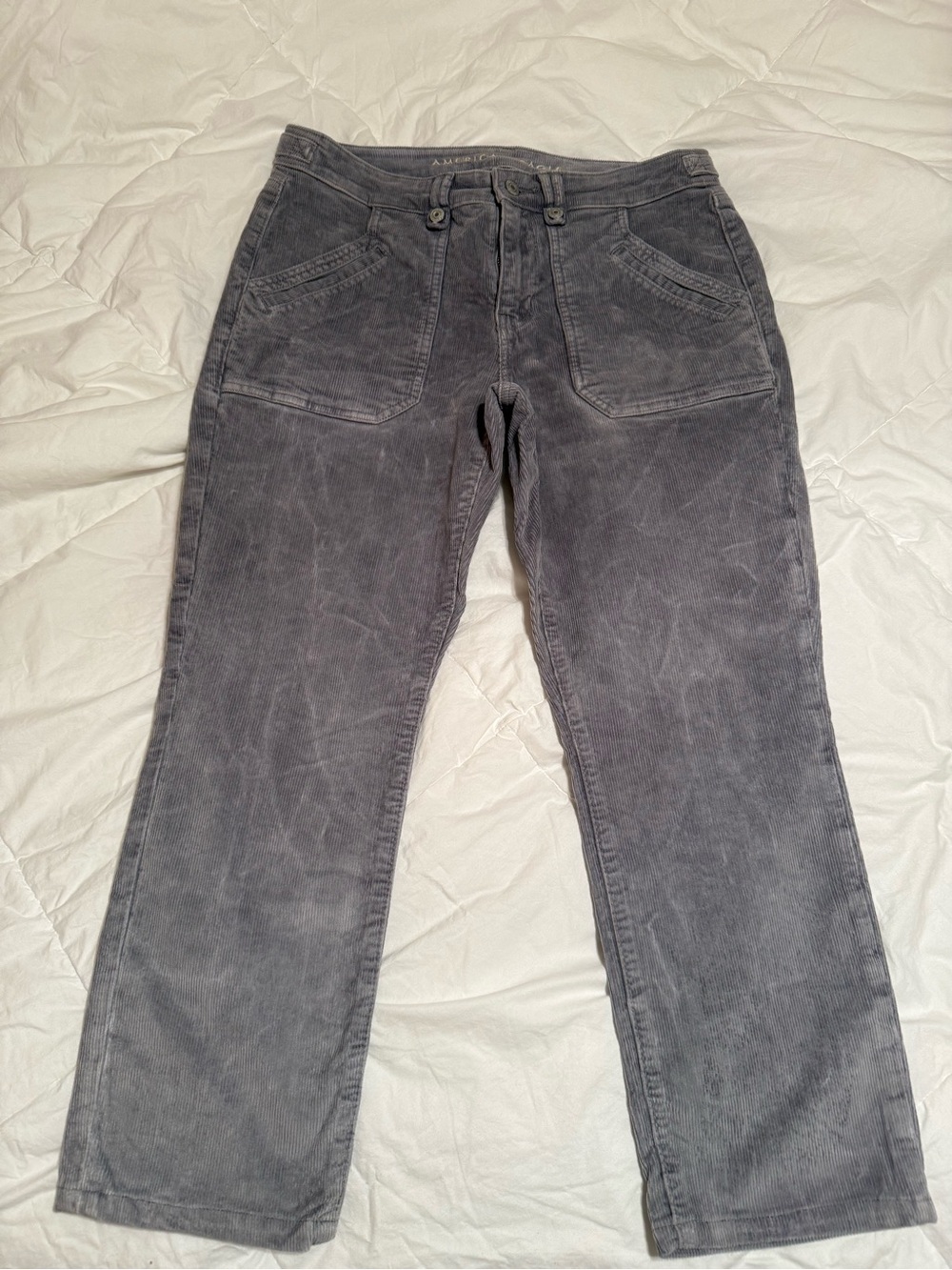 American Eagle Outfitters Gray Straight-Leg Corduroy Jeans